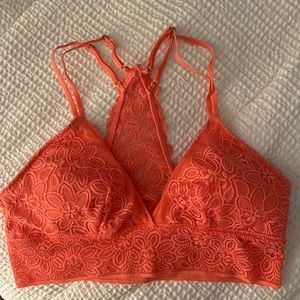 Coral, lacey, racerback bralette!